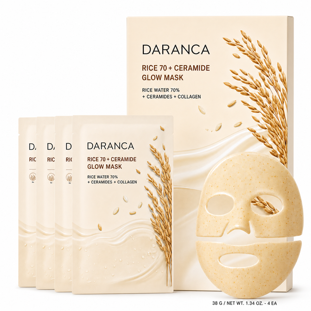 DARANCA 米 70 + セラミド 4 シート バリア マスク 70% 米水 コラーゲン ハイドレーティング リペア ブライトニング