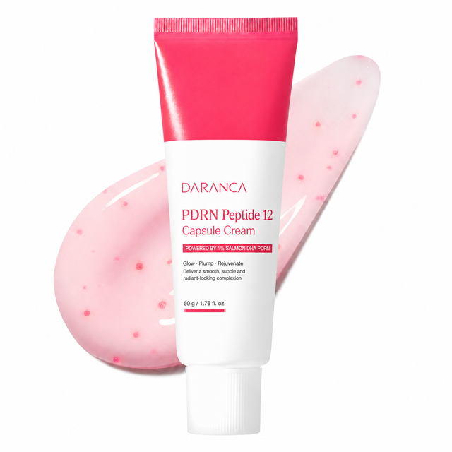 Maxsus logotip PDRN peptid 12 kapsulali yuz kremi pushti portlash kapsulasi qarishga qarshi mustahkamlovchi yorqinlikni kuchaytiruvchi nemlendirici 50g
